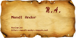 Mendl Andor névjegykártya